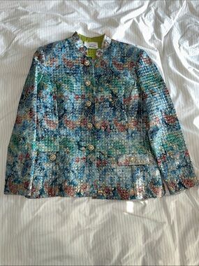 Vintage Farinae Collections - Paisley Quilted Blue Multi-Color Women's Jacket